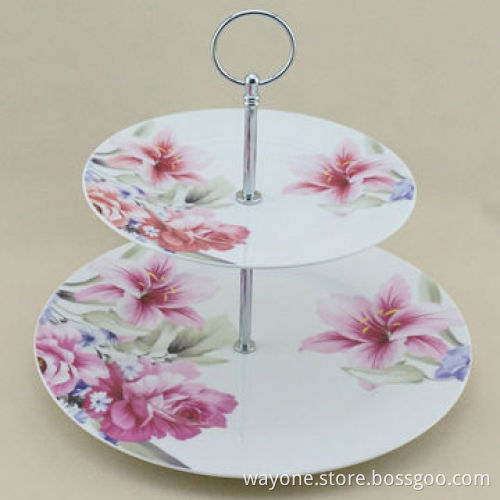 Porcelain 2-tier Cake Stand, Flower Design, Ideal for Gifts, New for 2014